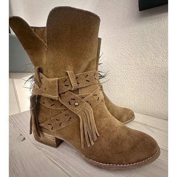 Naughty Monkey Ankle Boots Suede Leather Women Sz 6.5/7 Fringe Western 7.5 Boho - Picture 1 of 12